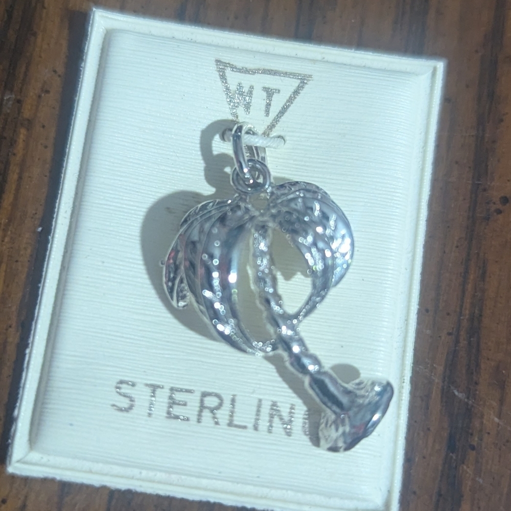 Sterling Silver Silver Palm Tree Pendant/Charm